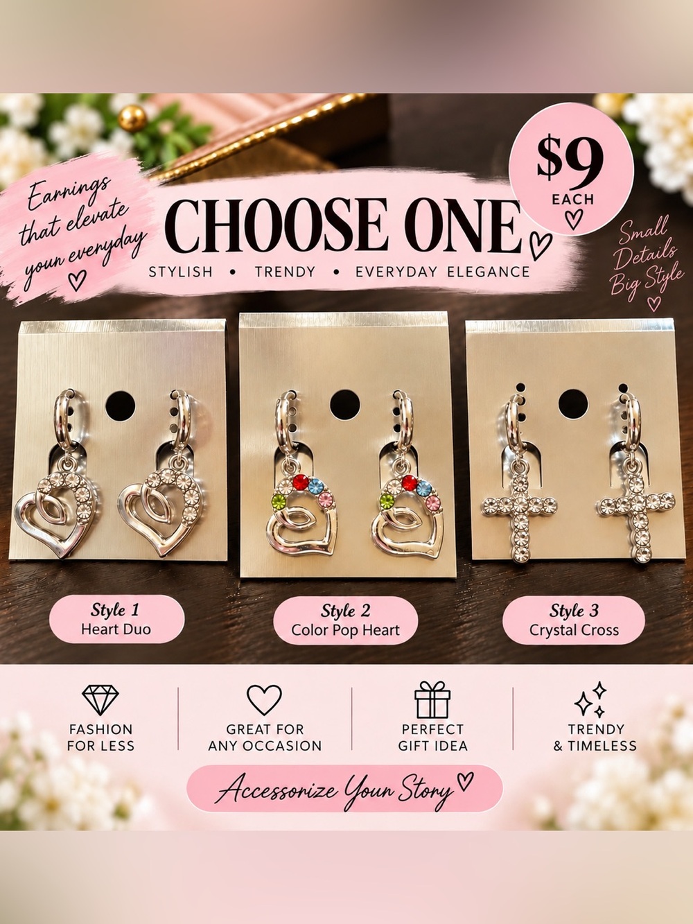 Everyday Silver Mini Dangle Earrings PICK ONE